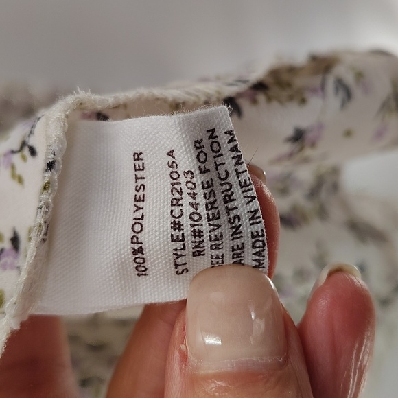 blu pepper Ivory Floral Pullover Blouse Size Medium Balloon Sleeve Semi sheer - Picture 6 of 9